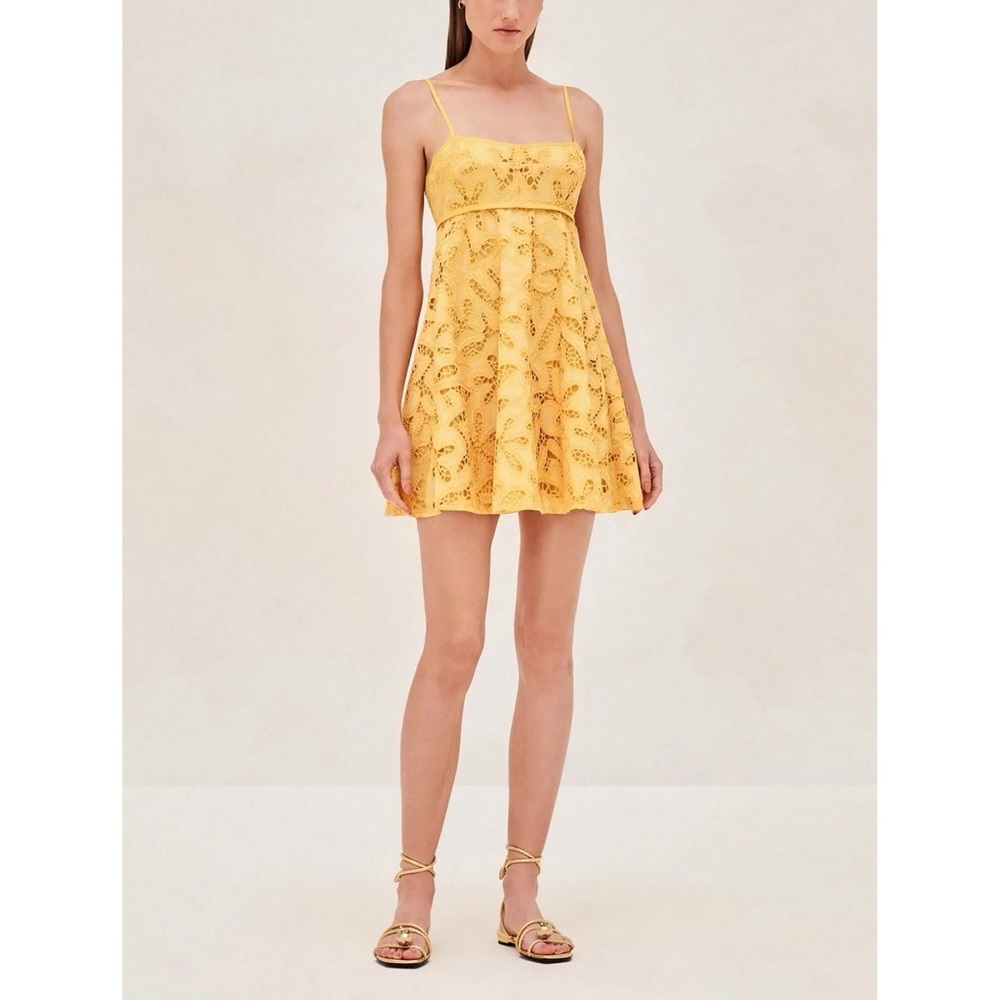 NWT ALEXIS Mini Yellow Lace Adonna Sleeveless Dress